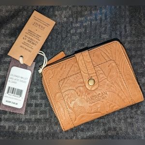 American Leather Company Cafe Latte Tooled Bifold Colorado Wallet.